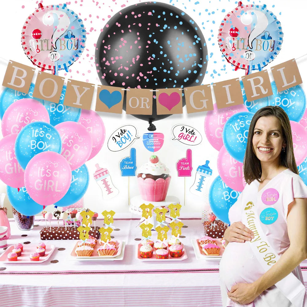 YOUMIKA  -  Gender Reveal Party Decor Supplies 36 Inch Reveal Balloon Baby Shower Decorations Foil Balloons and Boy Or Girl Balloons Decor