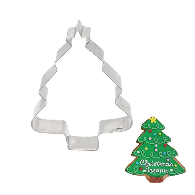 YOUMIKA  -  5Pcs/set Christmas Cookie Cutter Gingerbread Xmas Tree Mold Christmas Cake Decoration Tool Navidad Gift DIY Baking Biscuit Mould