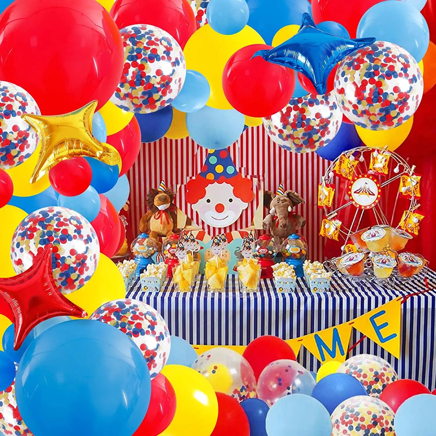 YOUMIKA  -  120pcs Carnival Circus Balloon Arch Garland Kit for Baby Shower Paw Birthday Wedding Party Decorations