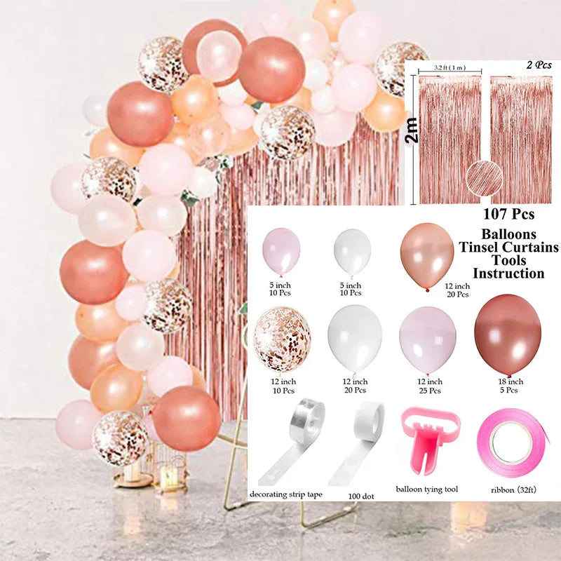 YOUMIKA   -  Party Christening Decor Balloon Garland Kit Rose Gold Arch Wedding Bridal Baby Shower Birthday Bachelorett Party Decoration