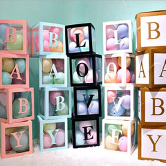 YOUMIKA   -  4 pcs Baby Shower Birthday Party Decorations Balloon Boxes Baby Blocks for Baby Shower Gender Revea Birthday Party Backdrop