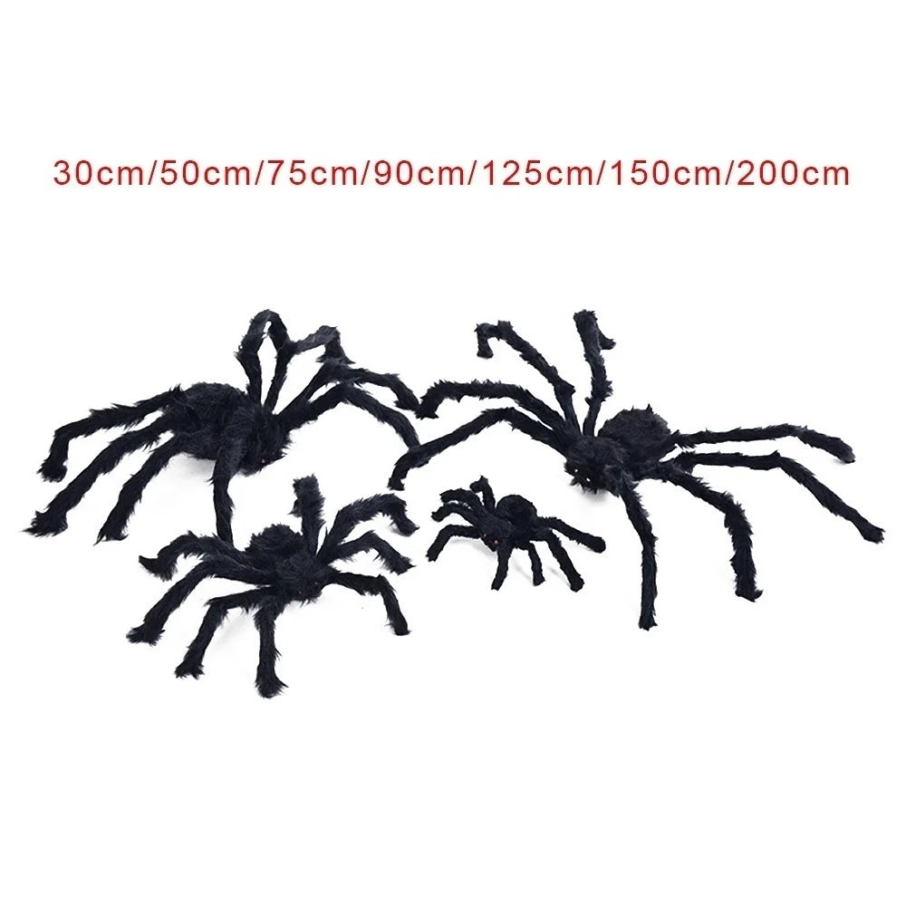 YOUMIKA  -  30cm/50cm/75cm/90cm/125cm/150cm/200cm Black Spider Halloween Decoration Haunted House Prop Indoor Outdoor Giant Decor