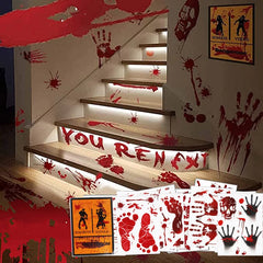 YOUMIKA  -  Halloween Decoration Horrible Bloody Handprint stickers Halloween Window Wall Clings Floor Decals Stickers Halloween party props