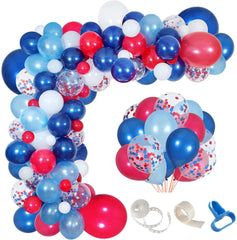 YOUMIKA  -  139 Pcs Navy Red White Confetti Balloon Garland Kit for Boy Blue Birthday Baseball Nautical Theme Party Decorations