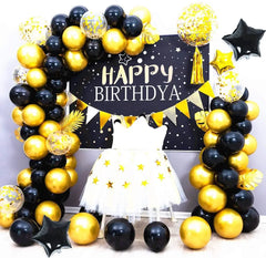 YOUMIKA   -  Black Gold Metallic Balloons Garland Kit Black Gold Confetti Balloons Arch for Party Wedding Birthday Baby Shower DIY Decoration