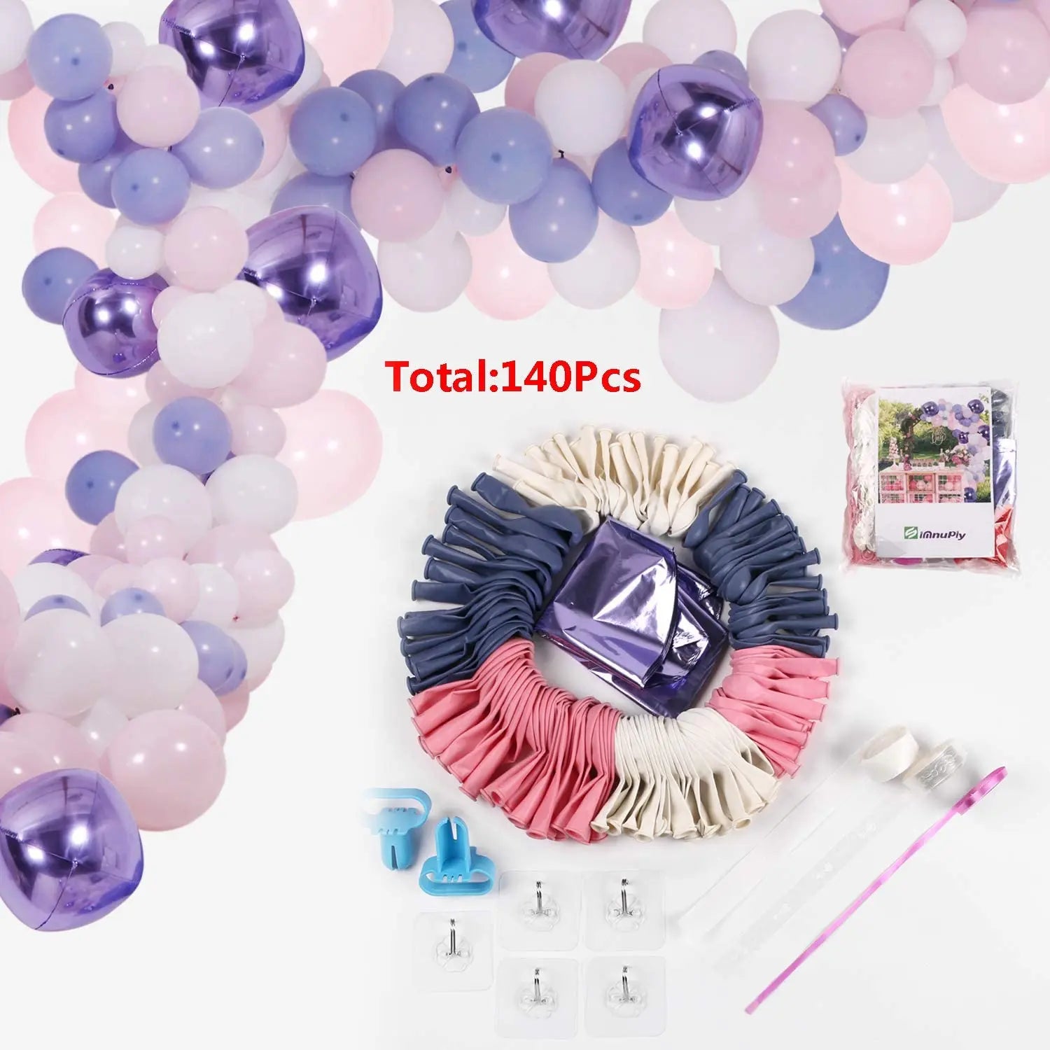 YOUMIKA   -  130Pc purple pink blue DIY Garland Kit & Balloon Arch Party Supplies Decorations for Bridal & Baby Shower Birthday Wedding Party