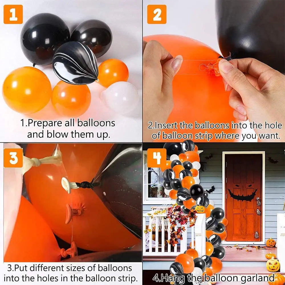 YOUMIKA  -  Halloween Balloons Garland Kit Decoration for Home DIY Balloon Arch Kit 5-18" Big Spider Balloons Mini Skull Bat Foil Balloons