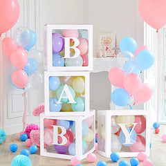 YOUMIKA   -  4 pcs Baby Shower Birthday Party Decorations Balloon Boxes Baby Blocks for Baby Shower Gender Revea Birthday Party Backdrop