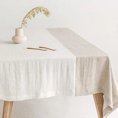 YOUMIKA  -  100%Pure Linen Tablecloth Natural Fabric European Flax Athena Rectangular Tablecloths for Dining Kitchen Indoor & Outdoor TJ7637