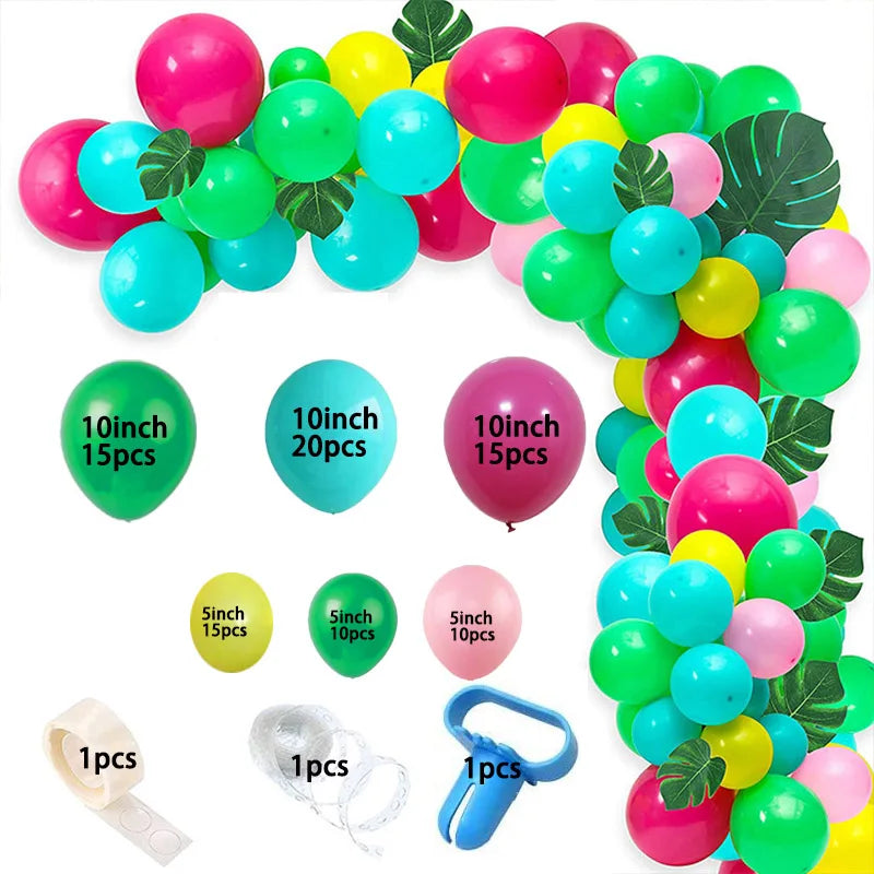 YOUMIKA  -  Green Balloon Garland Latex Balloon Arch Safari Jungle Hawaii Flamingo Party Wild One Birthday Party Decoration Kids Baby Shower