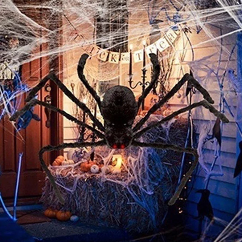 YOUMIKA  -  30cm/50cm/75cm/90cm/125cm/150cm/200cm Black Spider Halloween Decoration Haunted House Prop Indoor Outdoor Giant Decor