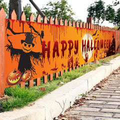 YOUMIKA  -  250x48cm Latest Happy Halloween Banner Bloody Bat Pumpkin Ghost Print Party Backdrop Hanging Banner Halloween Decor