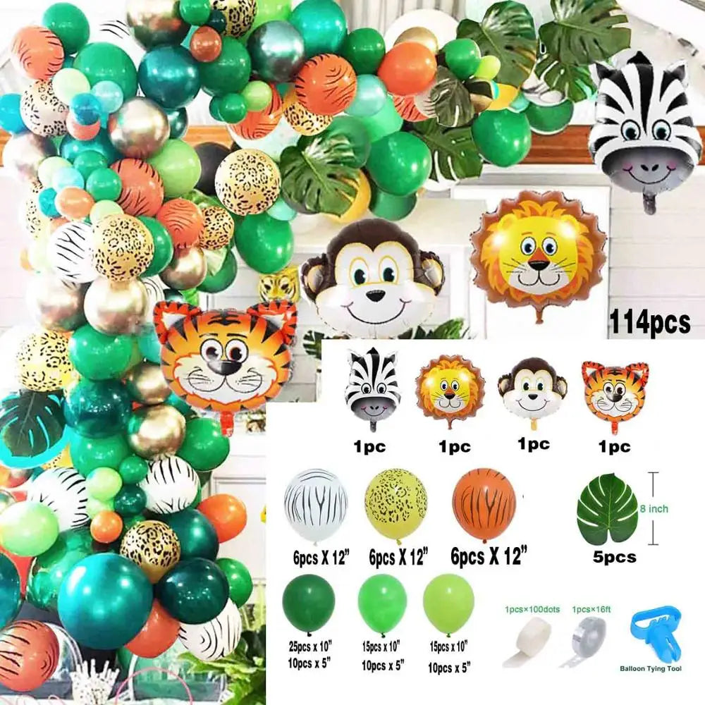 YOUMIKA   -  Animal Balloons Garland Kit Jungle Safari Theme Party Supplies Favors Kids Boys Birthday Party Baby Shower Decorations