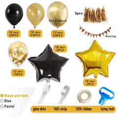 YOUMIKA   -  Black Gold Metallic Balloons Garland Kit Black Gold Confetti Balloons Arch for Party Wedding Birthday Baby Shower DIY Decoration