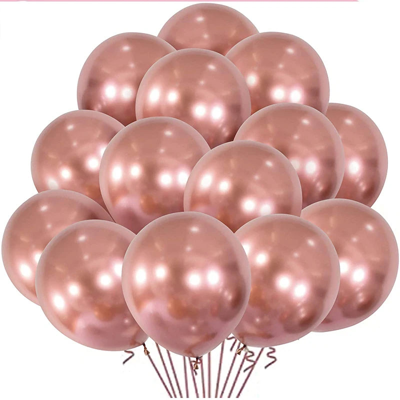 YOUMIKA   -  Rose Golden Metal Balloons Garland Arch Kit 180PCS Latex Balloon for Bridal Wedding Birthday Baby Shower Party Background Decor