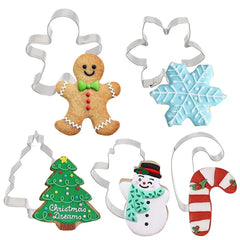 YOUMIKA  -  5Pcs/set Christmas Cookie Cutter Gingerbread Xmas Tree Mold Christmas Cake Decoration Tool Navidad Gift DIY Baking Biscuit Mould