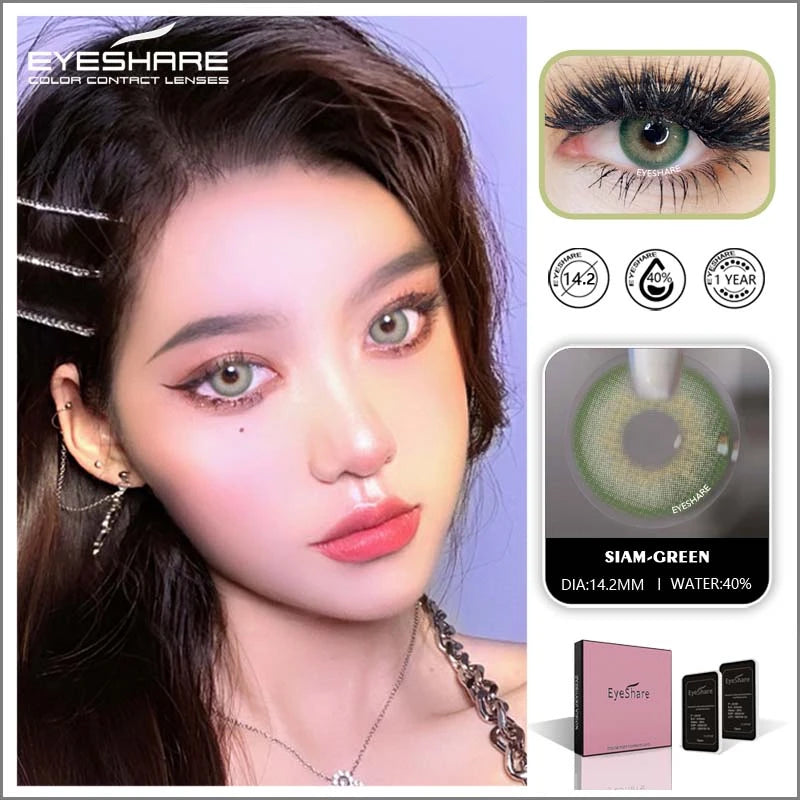 YOUMIKA  -  Colored Contacts Lens Natural 2pcs Blue Brown Color Contact Lenses For Eye Beautful Pupils  Makeup Yearly Contactless