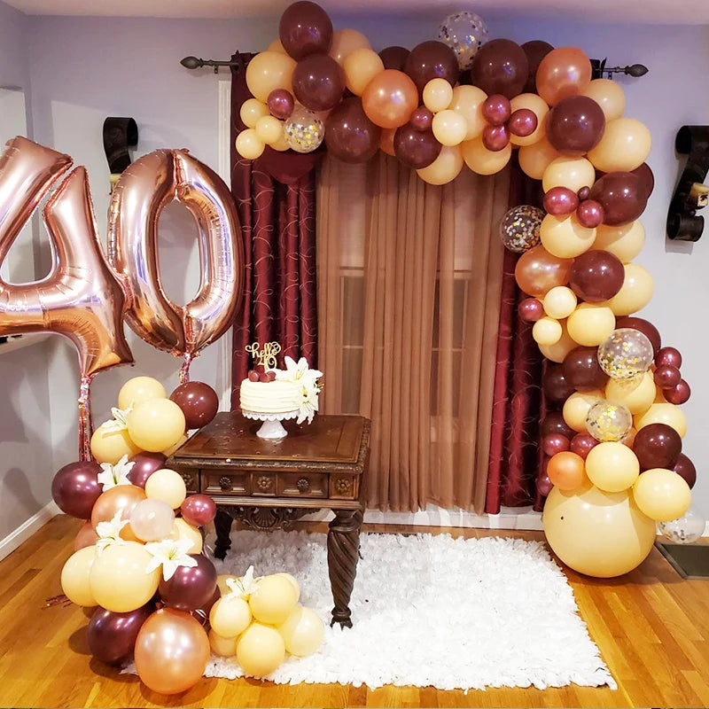 YOUMIKA  -  118pcs Burgundy Balloon Garland Kit DIY Burgundy Blush Gold Confetti Balloons Strip for Wedding Bachelorette Birthday Decoration