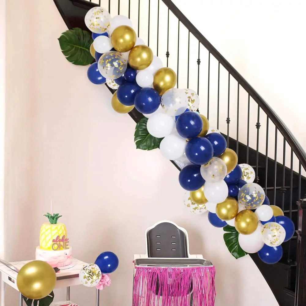 YOUMIKA   -  120Pc blue gold white DIY Garland Kit & Balloon Arch Party Supplies Decorations for Bridal & Baby Shower Birthday Wedding Party