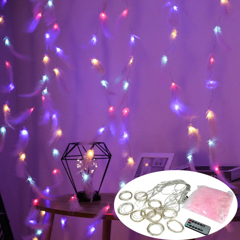 YOUMIKA  -  new year colorful Heart-shaped curtain fairy lights wedding valentine garland decoration Romantic confession atmosphere lighting