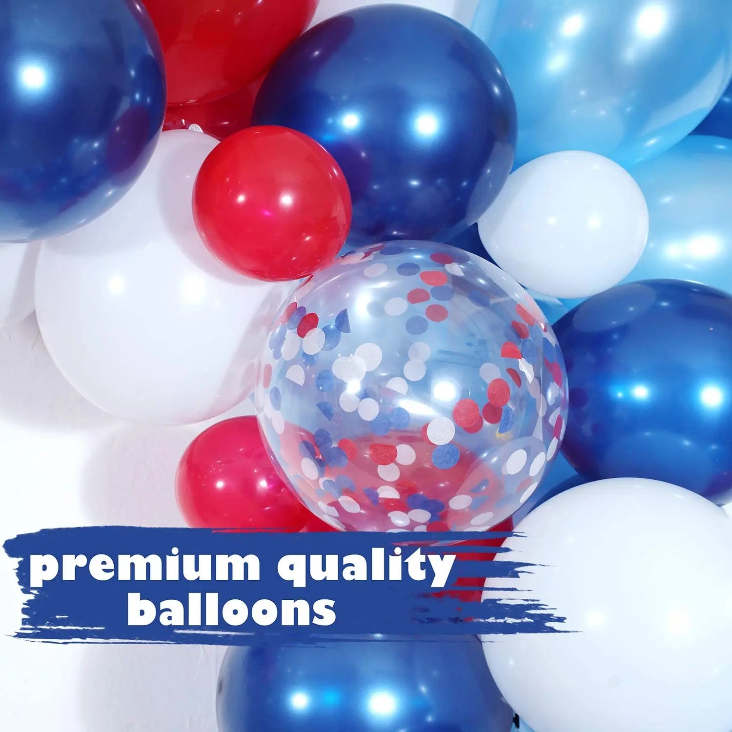 YOUMIKA  -  139 Pcs Navy Red White Confetti Balloon Garland Kit for Boy Blue Birthday Baseball Nautical Theme Party Decorations