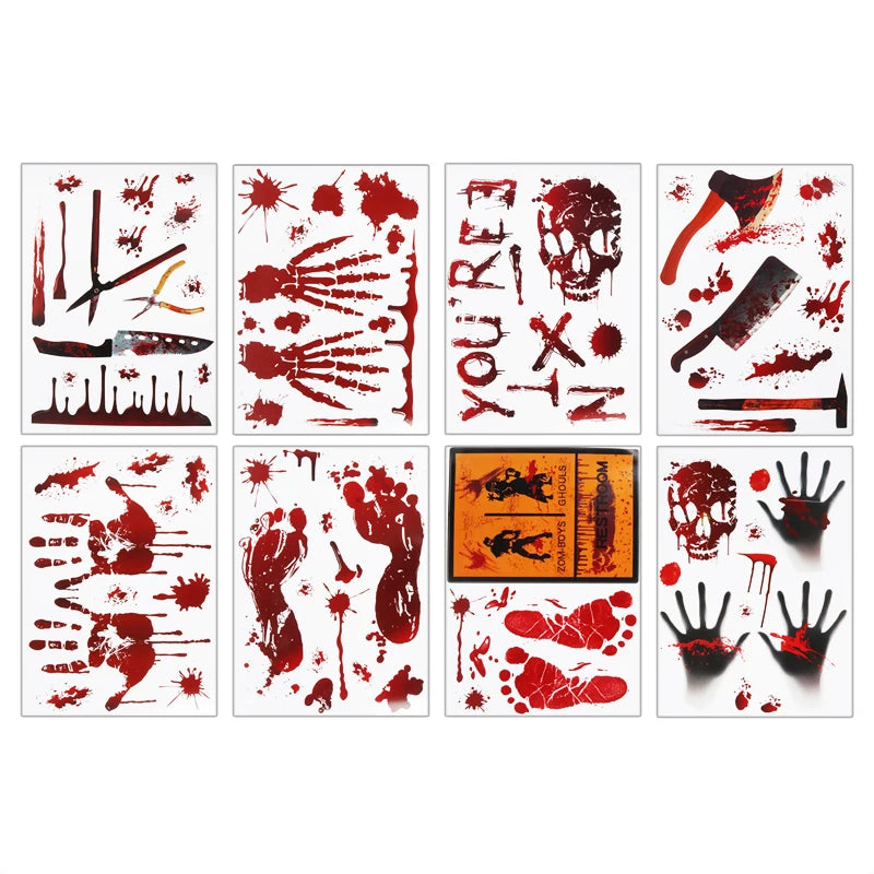 YOUMIKA  -  Halloween Decoration Horrible Bloody Handprint stickers Halloween Window Wall Clings Floor Decals Stickers Halloween party props