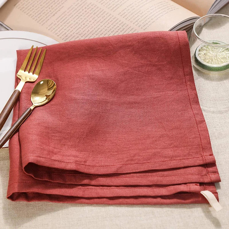 YOUMIKA  -  100% Pure Linen Placemats, Rustic Fabric, Set of 4, Heat Resistant, Machine Washable, Cafe, Kitchen, Dining Table, Place Mats,