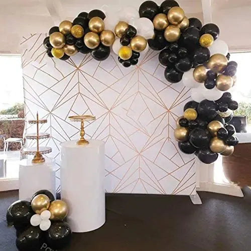 YOUMIKA  -  Black Gold White Balloon Garland Arch Kit for Birthday Baby Shower Wedding Graduation New Year Black -Tie Party Backdrop Decor