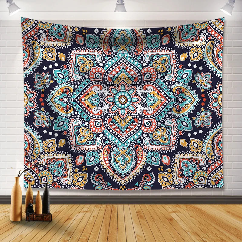 YOUMIKA  -  Indian Mandala Big Tapestry, Wall Hanging, Sandy Beach, Throw Rug, Blanket, Camping, Travel Mattress, Bohemian Sleeping Pad