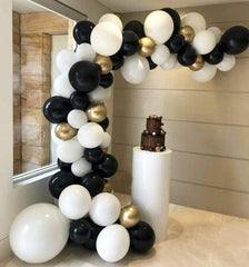 YOUMIKA  -  Black Gold White Balloon Garland Arch Kit for Birthday Baby Shower Wedding Graduation New Year Black -Tie Party Backdrop Decor