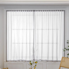 YOUMIKA  -  Modern Semi Sheer Curtain Panel, Window Drapes, MAGIC TAPE Stripe Curtains, Punch-Free, House Decorations, Living Room, Bedroom,