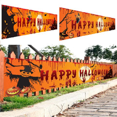 YOUMIKA  -  250x48cm Latest Happy Halloween Banner Bloody Bat Pumpkin Ghost Print Party Backdrop Hanging Banner Halloween Decor