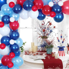 YOUMIKA  -  139 Pcs Navy Red White Confetti Balloon Garland Kit for Boy Blue Birthday Baseball Nautical Theme Party Decorations