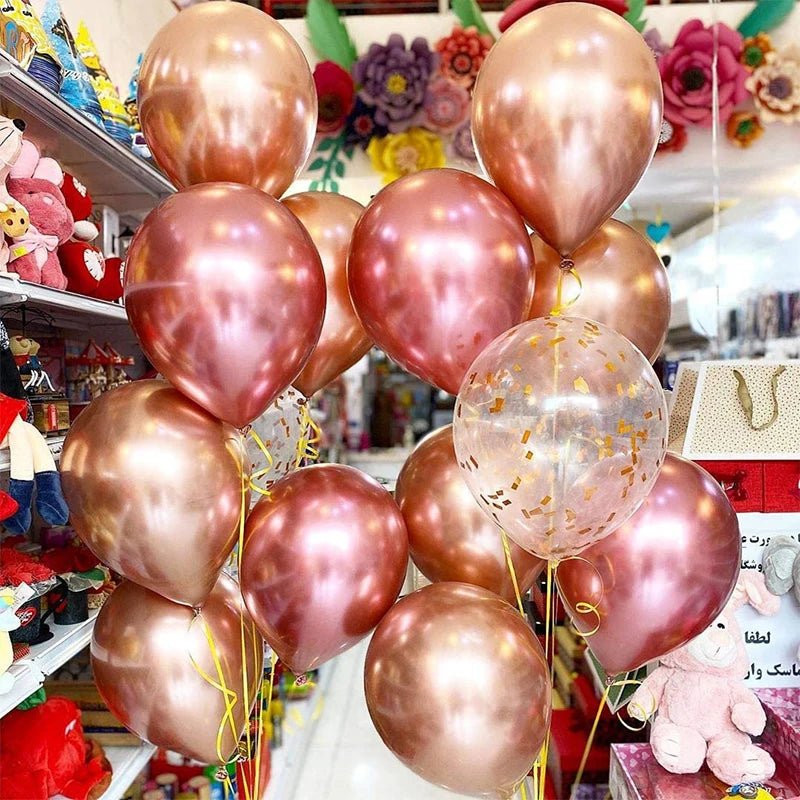 YOUMIKA   -  Rose Golden Metal Balloons Garland Arch Kit 180PCS Latex Balloon for Bridal Wedding Birthday Baby Shower Party Background Decor