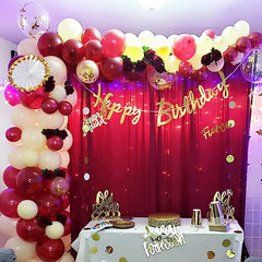 YOUMIKA  -  118pcs Burgundy Balloon Garland Kit DIY Burgundy Blush Gold Confetti Balloons Strip for Wedding Bachelorette Birthday Decoration