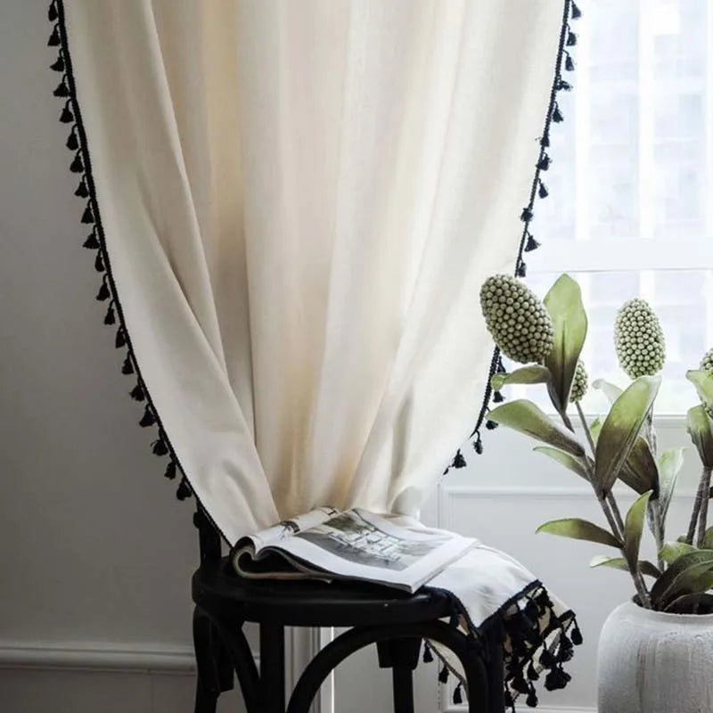 YOUMIKA  -   tulle curtains for window, semi-blackout, cotton blend, Nordic style White Curtains Home