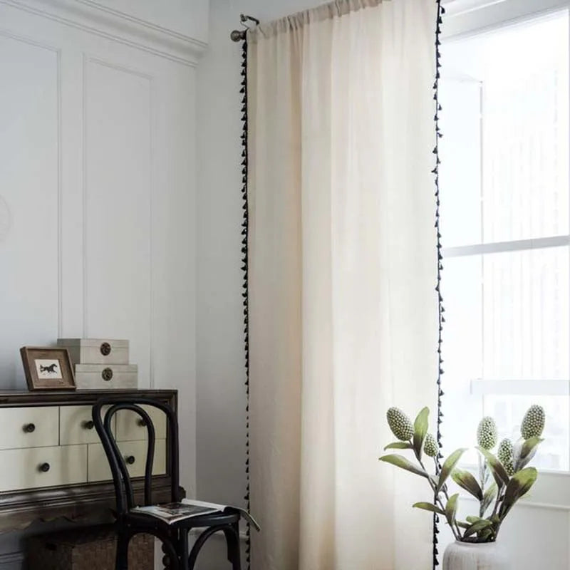 YOUMIKA  -   tulle curtains for window, semi-blackout, cotton blend, Nordic style White Curtains Home