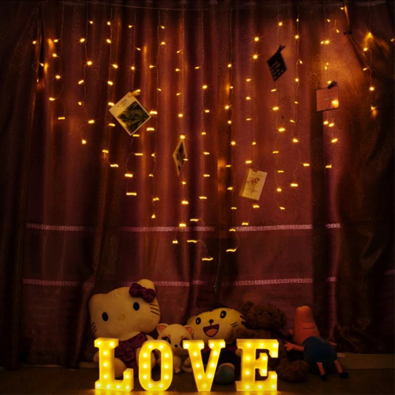 YOUMIKA  -  new year colorful Heart-shaped curtain fairy lights wedding valentine garland decoration Romantic confession atmosphere lighting