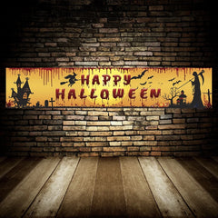 YOUMIKA  -  250x48cm Latest Happy Halloween Banner Bloody Bat Pumpkin Ghost Print Party Backdrop Hanging Banner Halloween Decor