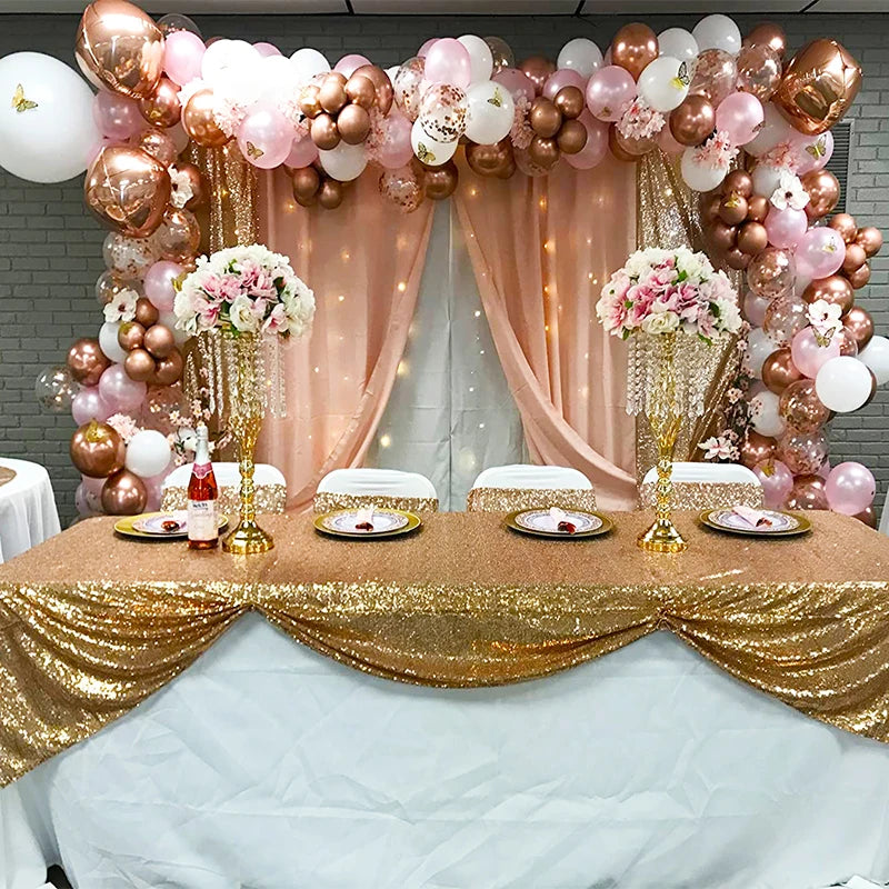 YOUMIKA   -  Rose Golden Metal Balloons Garland Arch Kit 180PCS Latex Balloon for Bridal Wedding Birthday Baby Shower Party Background Decor