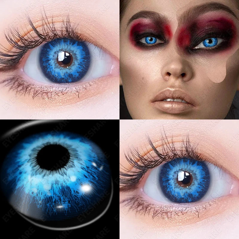 YOUMIKA  -  1Pair Colored Contact Lenses For Eyes Cosplay Colored Lenses Blue Contact Lens Yearly Beautiful Pupil Eyes Contact Lens