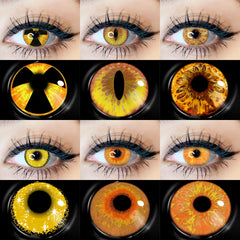 YOUMIKA  -  2pcs Crazy Style Color Contact Lenses For Eyes Cosplay Colored Lenses Yellow Contact Lens Yearly Halloween Contact Lens