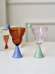 YOUMIKA  -  Design Sugar Bean Goblet Glass Water Glass Dessert Glass Champagne Glass Gift Bubble Cup Glassware for Drinking Cocktail Glass