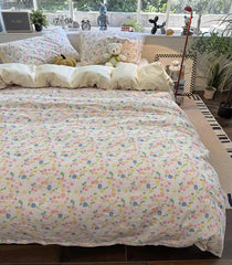 YOUMIKA  -  Sweet dopamine flower yellow blue pink green bedding set,twin full queen cotton home textile bed sheet pillow case quilt cover