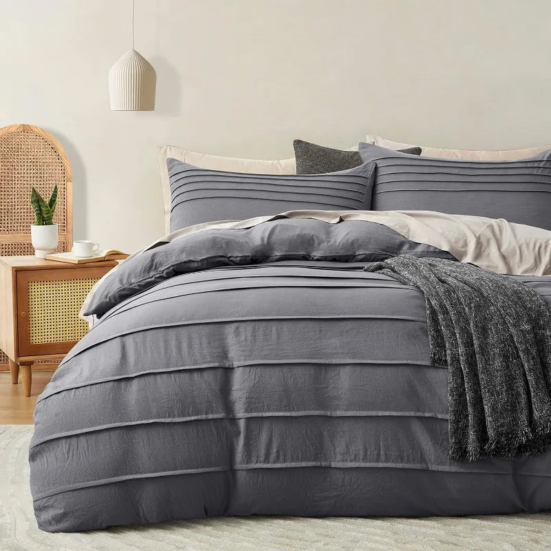 YOUMIKA  -  King Size - King Duvet Cover, 3PCS Soft and Breathable Textured Bedding Set