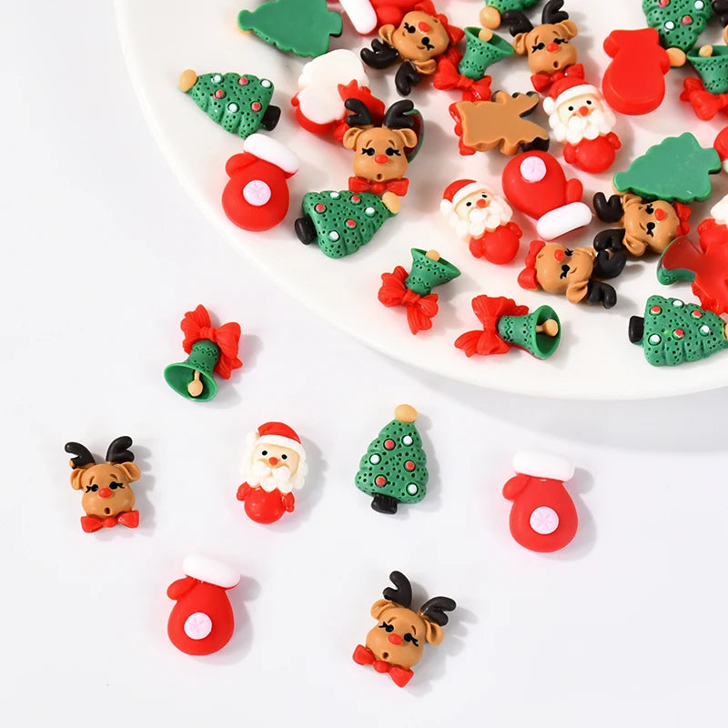 YOUMIKA  -  10/20pcs Mixed Christmas Resin Crafts Ornament Mini Santa Claus Xmas Tree Figurine DIY Decorations New Year Gifts Party Supplies