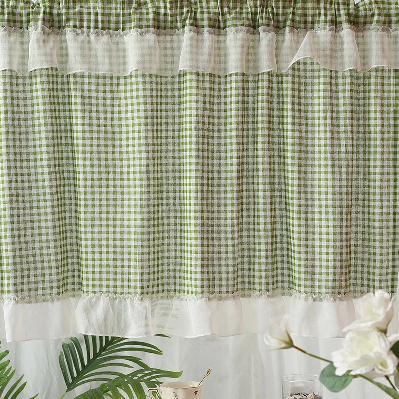 YOUMIKA  -  Farmhouse Curtain Kitchen Buffalo Plaid Valance with Ruffles Classic Country Grids Gingham Checkered Window Treatment Home Décor