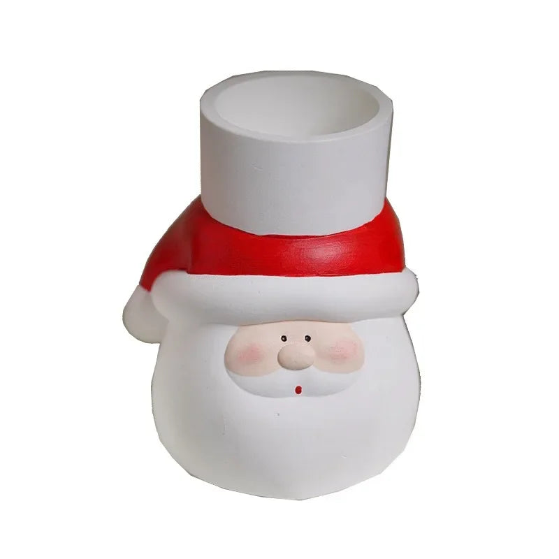 YOUMIKA  -  Hand Drawn Santa Claus Gypsum Candlestick Tea Wax Aromatherapy Candle Christmas Candle Festival Gift Photography Prop Decoration