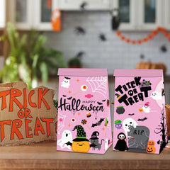 YOUMIKA  -  12pcs NEW Trick Or Treat Paper Gift Bags With Label Sticker Halloween Night Party Kids Gift Packing Bag Happy Halloween Supplies