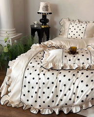 YOUMIKA  -  Cute fashion polka dot bedding set,full queen king vintage kawaii ruffled cotton home textile bed sheet pillow case duvet cover